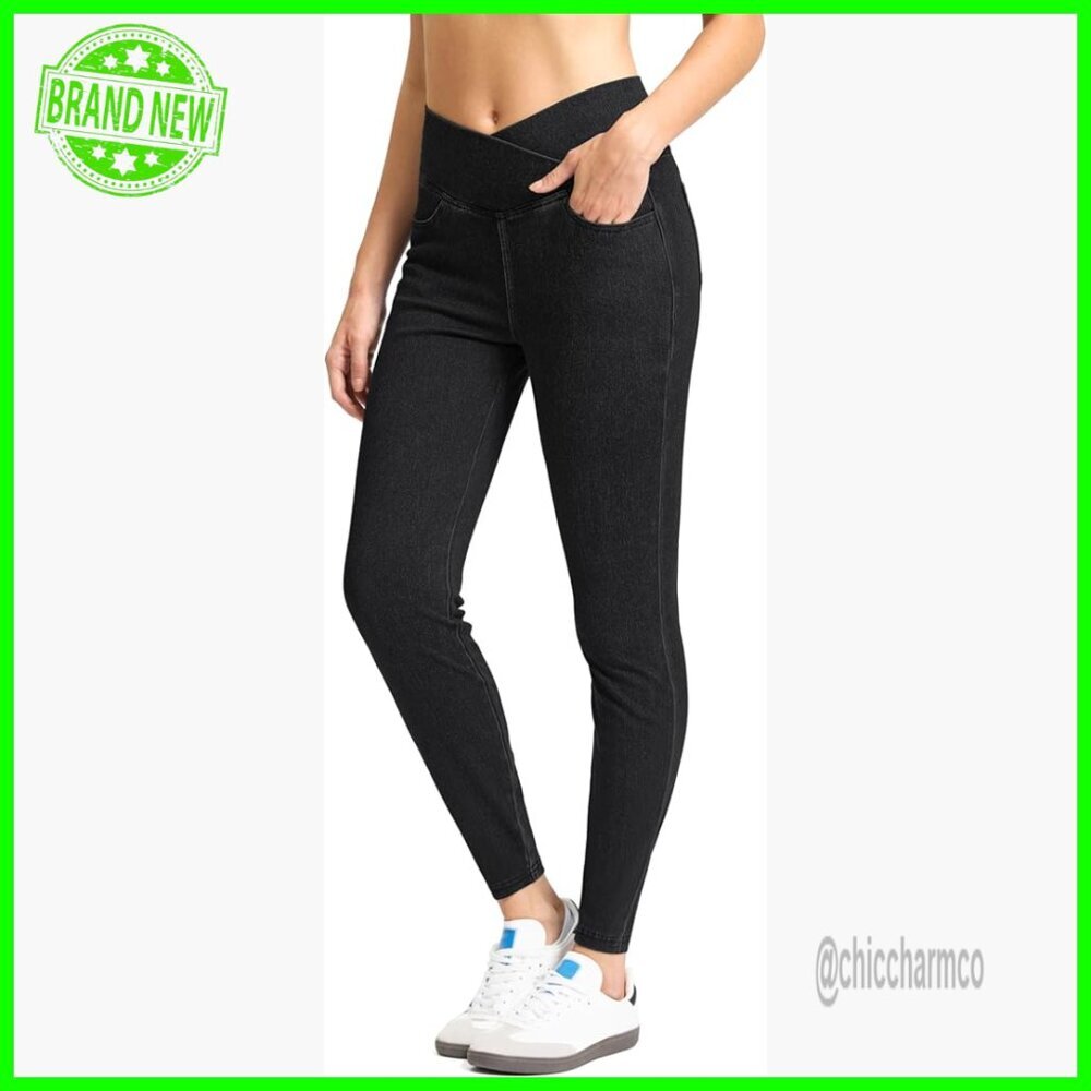 High Waisted Skinny Jeggings Tummy Control Stretchy Pull On Denim Leggings - Picture 1 of 7